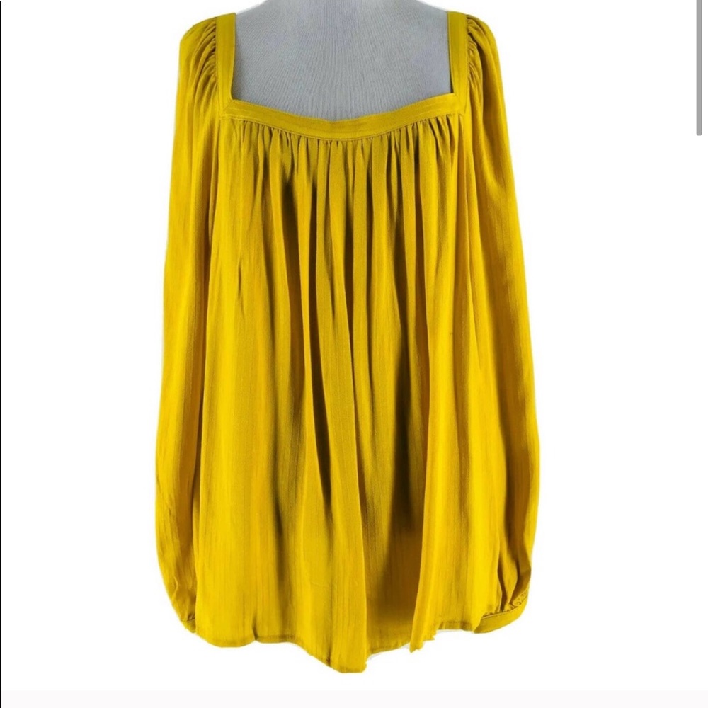 Mustard yellow A New Day boho square neck top
